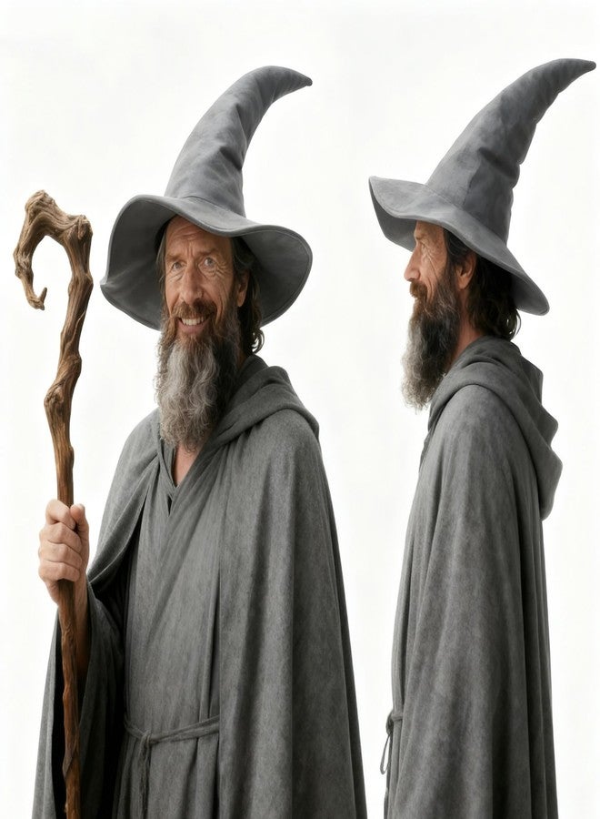 HOMELEX Grey Witch Hat Adult Wizard Hat Sorcerer Accessories Halloween - Image 4